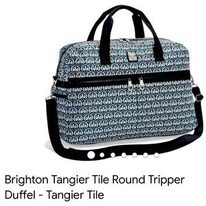 D 8”, H 13”, W 19”, strap 8 1/2”, ripstop nylon, 3 exterior pockets.